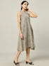 Cotton Long Dress Beige and Black Stripe