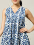 Cotton Long Dress Off-white and Indigo