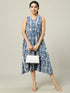 Cotton Long Dress Off-white and Indigo