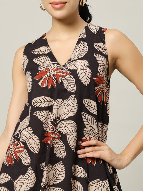 Sleeveless Cotton Top Beige and Orange