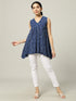 Sleeveless Cotton Indigo Top with Striped Pattern