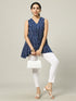 Sleeveless Cotton Indigo Top with Striped Pattern