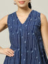 Sleeveless Cotton Indigo Top with Striped Pattern