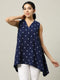 Sleeveless Cotton Indigo Top with Tiny Hearts