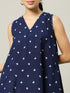 Sleeveless Cotton Indigo Top with Tiny Hearts