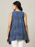Sleeveless Cotton Indigo Top with Long Stripes