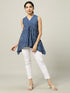 Sleeveless Cotton Indigo Top with Long Stripes
