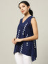 Sleeveless Cotton Indigo Top with Moon Phases