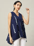 Sleeveless Cotton Indigo Top with Moon Phases