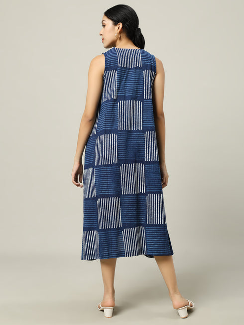 Cotton Long Dress Striped Pattern
