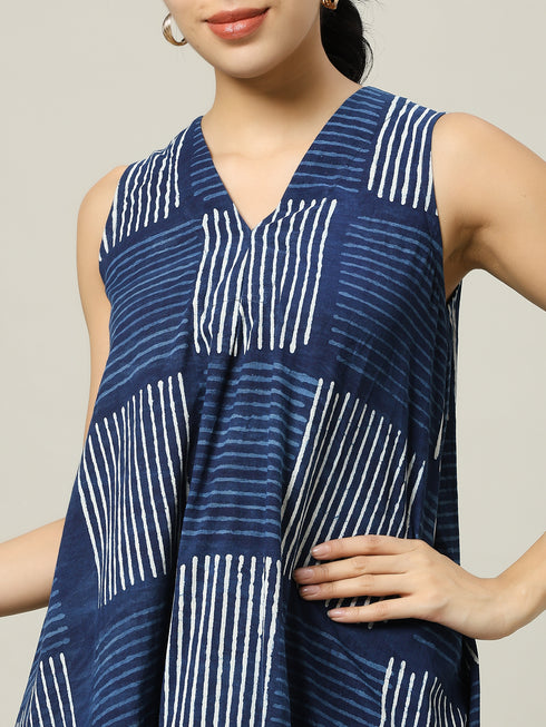 Cotton Long Dress Striped Pattern