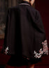 Split Sleeve Black Embroidered Jacket with Satin Bow