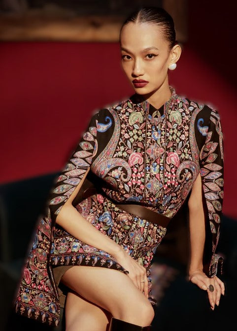 Split Sleeve Black Embroidered Jacket