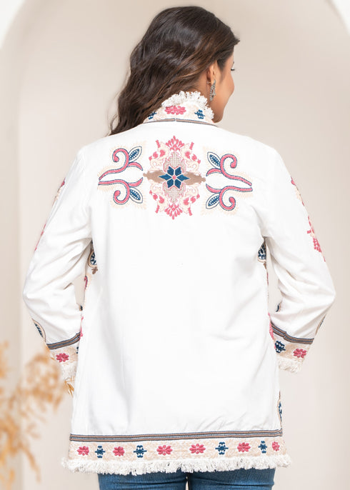 Bohemian Chic Embroidered Open Jacket