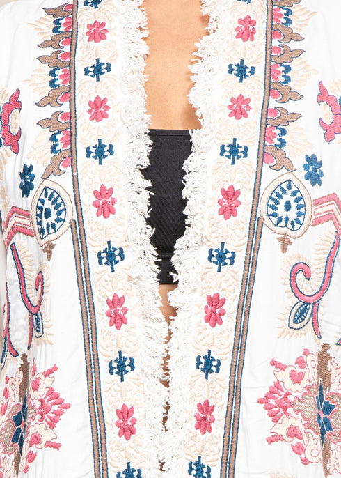 Bohemian Chic Embroidered Open Jacket