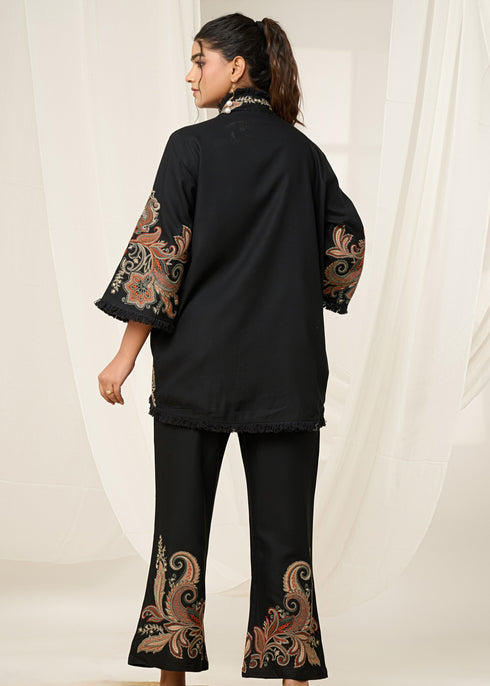 Boho Jacket Suit with Fringed Edges