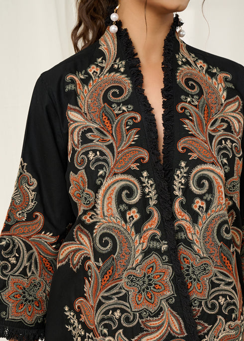 Boho Jacket Suit with Fringed Edges