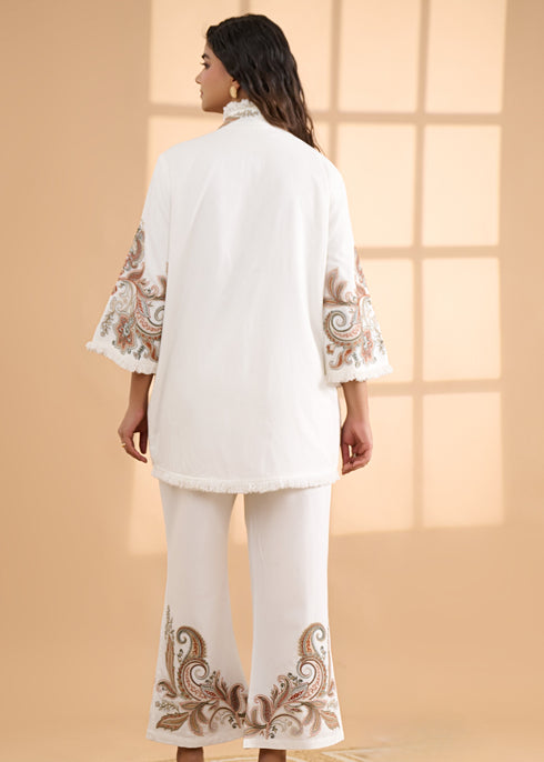 Boho Jacket Suit with Fringed Edges