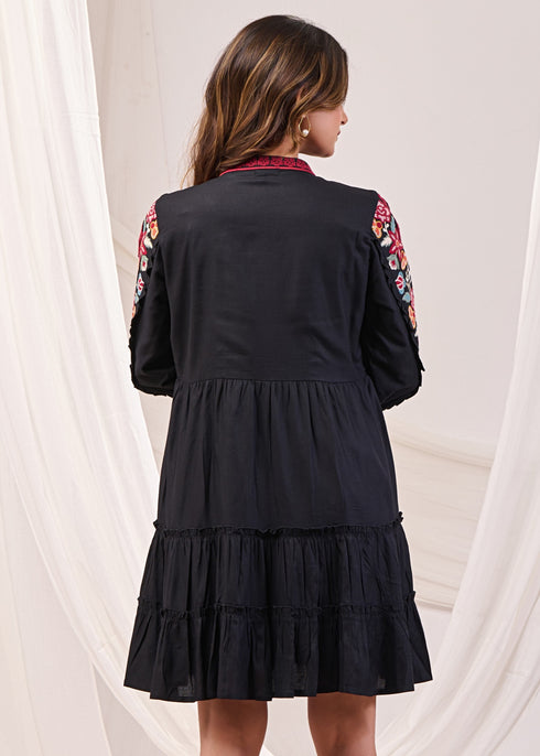 Embellished Cotton Dress in Boho Style