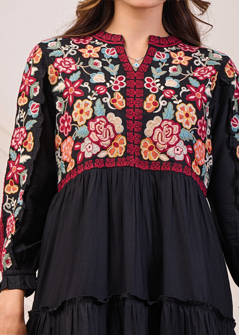 Embellished Cotton Dress in Boho Style