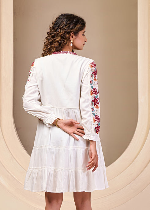 Embellished Cotton Dress in Boho Style