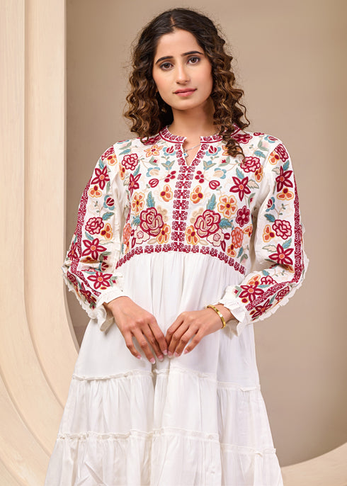 Embellished Cotton Dress in Boho Style