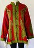Hand Embroidered Short Jacket - Olive Green and Red