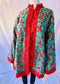 Hand Embroidered Short Jacket - Turquoise and Red
