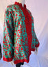 Hand Embroidered Short Jacket - Turquoise and Red