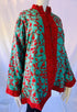 Hand Embroidered Short Jacket - Turquoise and Red