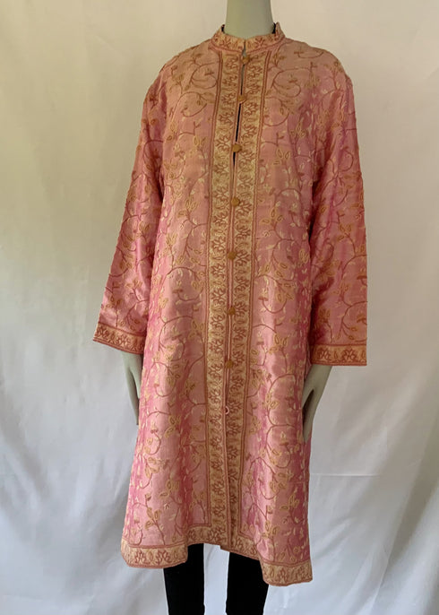 Hand Embroidered Long Jacket - Pink