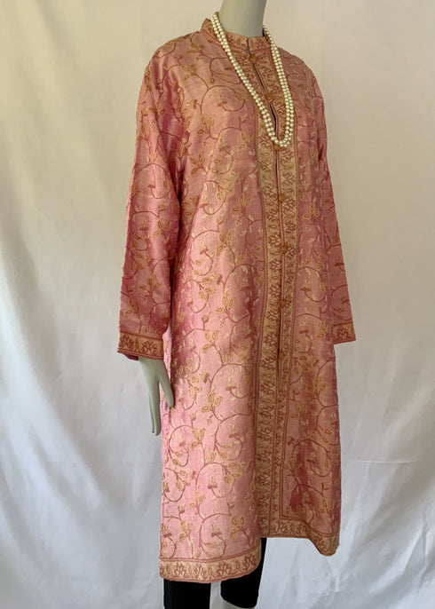 Hand Embroidered Long Jacket - Pink