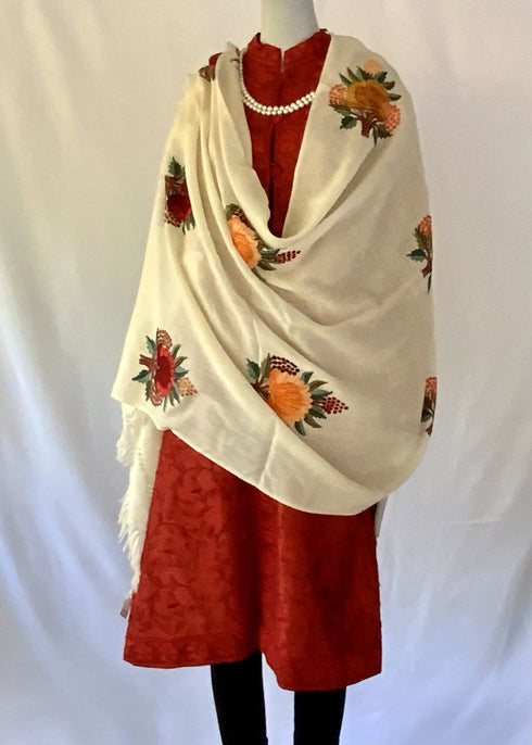 Hand Embroidered Long Jacket - Red