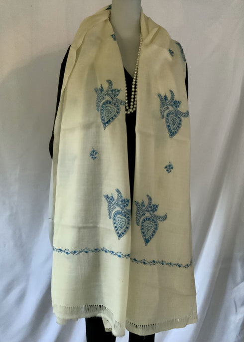 Hand Embroidered with Blue Color Boteh