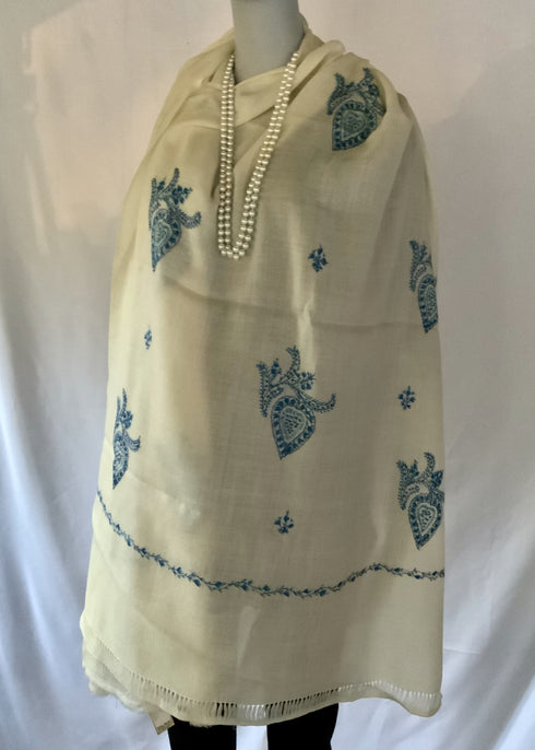 Hand Embroidered with Blue Color Boteh