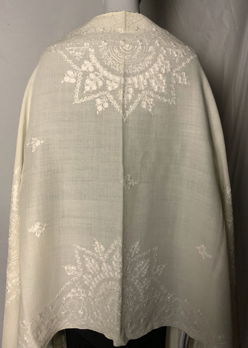 Hand Embroidered with White Sunflower Motif