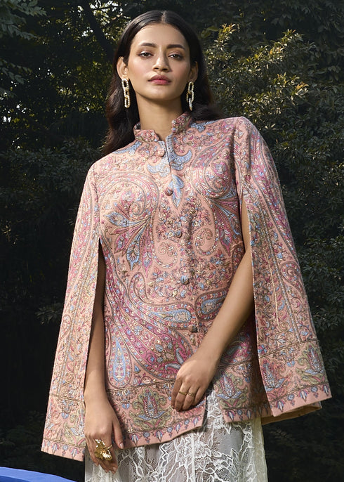 Split Sleeve Zari Embroidered Jacket