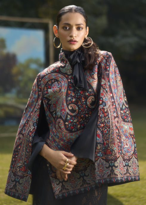 Split Sleeve Zari Embroidered Jacket