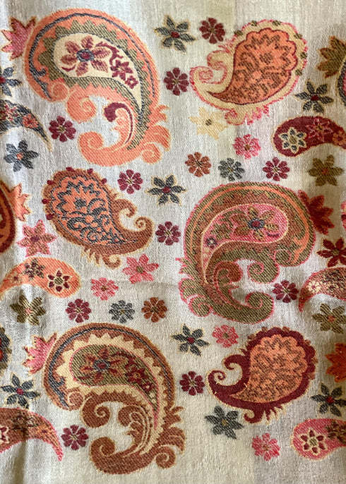 CASHMERE WITH KANI BORDER - BEIGE ORAGE PAISLEY - makersweave.com