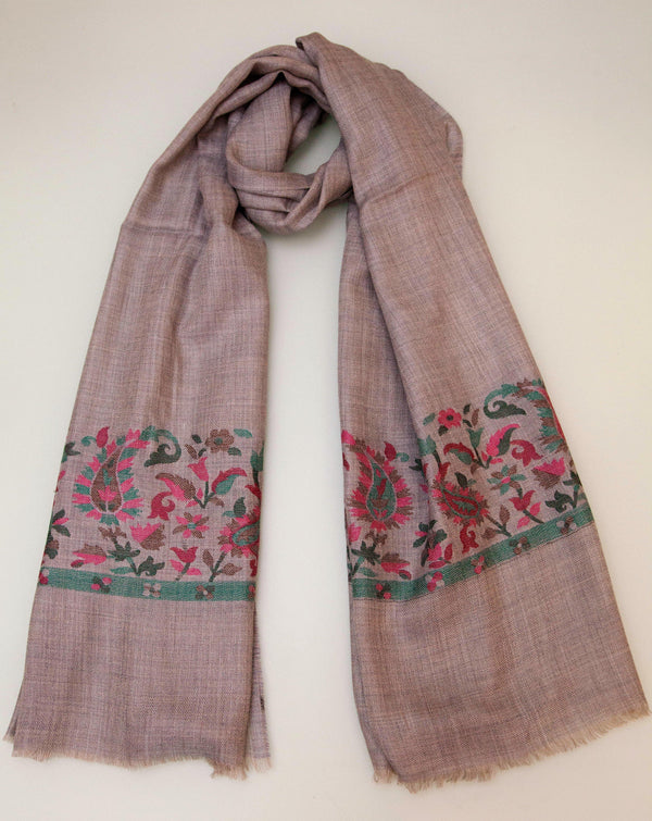 CASHMERE WITH KANI BORDER - TAUPE WITH PINK AND GREEN WEAVE - makersweave.com
