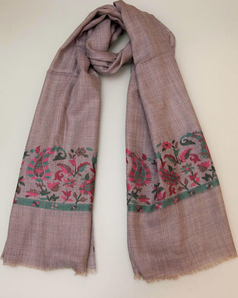 CASHMERE WITH KANI BORDER - TAUPE WITH PINK AND GREEN WEAVE - makersweave.com