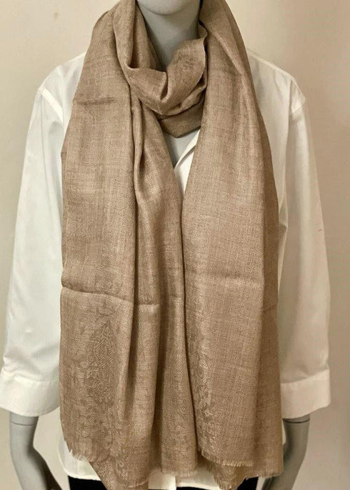 CASHMERE SELF DESIGN - BEIGE PAISLEY - makersweave.com