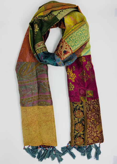 Handcrafted Vintage Silk Scarf - Multicolor - makersweave.com