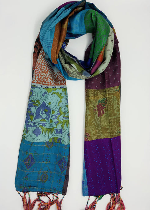 Handcrafted Vintage Silk Scarf - Multicolor - makersweave.com