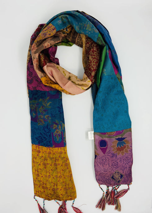 Handcrafted Vintage Silk Scarf - Multicolor - makersweave.com