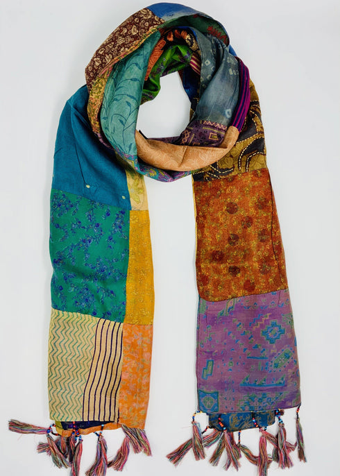 Handcrafted Vintage Silk Scarf - Multicolor - makersweave.com
