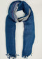 Organic Linen Scarf -Blue with Pink and White lined border - makersweave.com