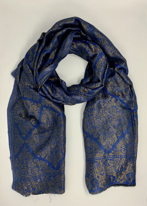 Cashmere with Gold Thread Reversible - Indigo