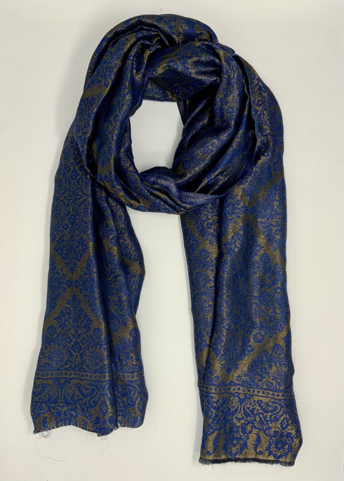 Cashmere with Gold Thread Reversible - Indigo