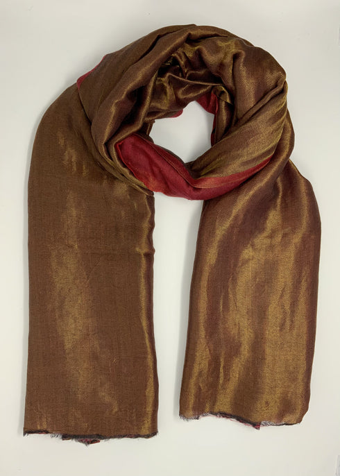 Cashmere with Gold Thread Reversible Plain - Shades of Pink